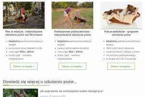 PiesOK.pl- strona WWW z ofertą szkolenia psów we Wrocławiu